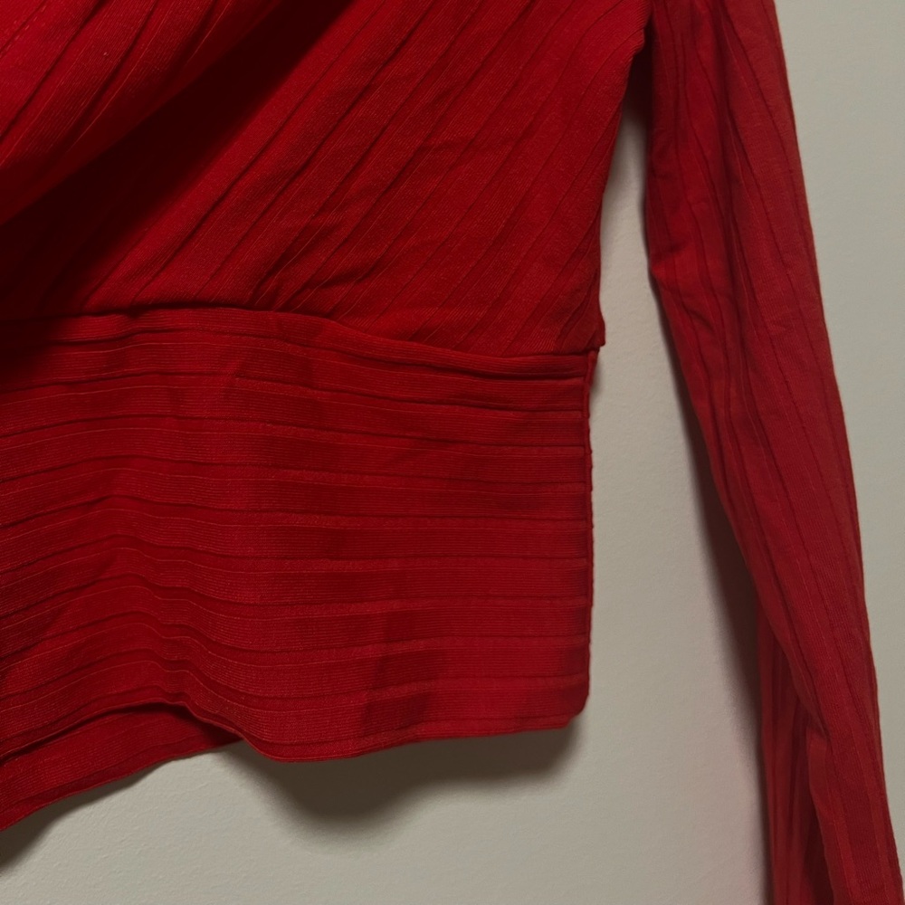 🔥Red V-Neck Ribbed Women's Top - Picture 5 of 5